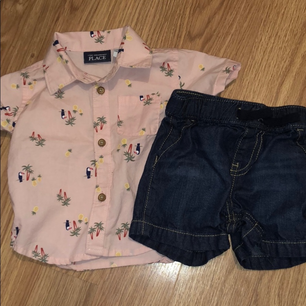 💕Button down shirt & Jean Short Set BOGO